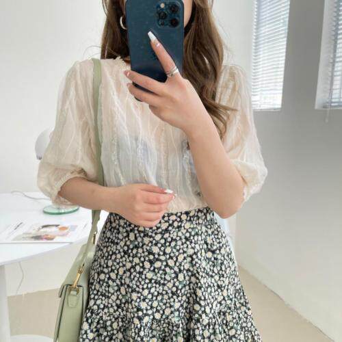 【现货】夏季新款拼接蕾丝小衫?碎花短裙，女装，one&two