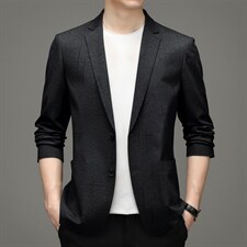 西装男士外套2023春季新款时尚商务休闲宽松纯色西服外套中年男装图片