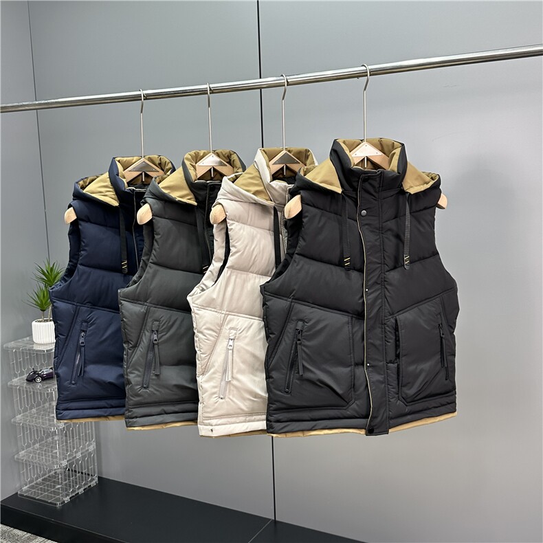 活帽棉马甲休闲保暖加厚坎肩立体口袋拼色棉马甲 313B-606-P65图片