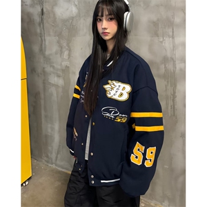 文艺简约百搭潮流气质原宿双层毛呢棒球服慵懒流行ins时尚 JH16图片