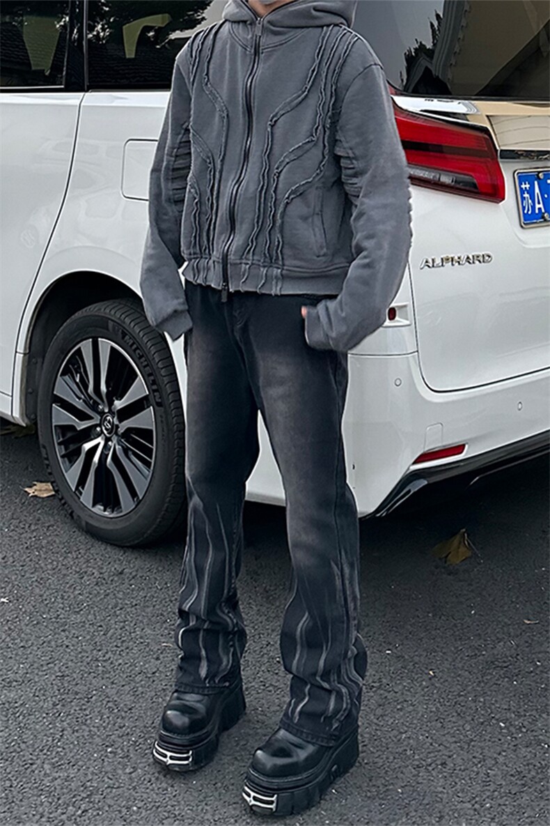 美式ins高街hiphop微喇扎染牛仔裤货号K2313P55控78,男装牛仔裤,电商A063