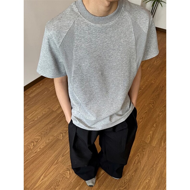 现货网图原版品质280克拼接抗皱短袖T504，男装T恤，星座1811B