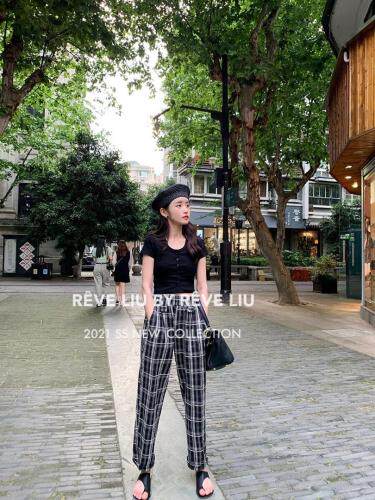 格子裤，女装，REVE LIU