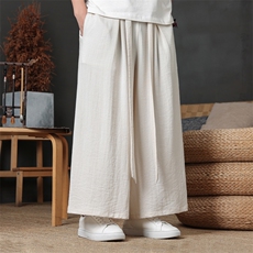 2026春夏原创新款亚麻风阔腿裤复古宽松腰带休闲裤K162-P60，男装休闲裤，电商B277(原6028)