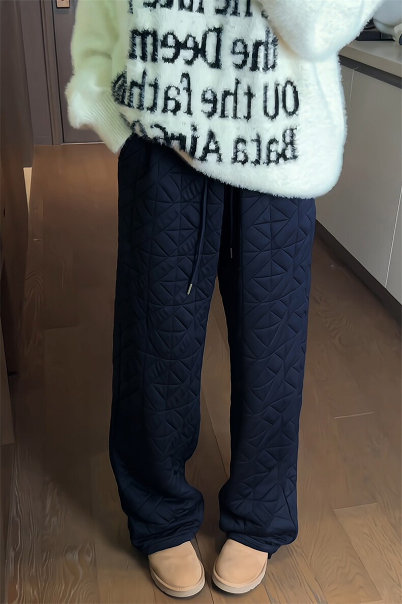 特批P35无差价抖音中性潮牌男菱格保暖加棉拖地裤K5614J加棉,男装休闲裤,电商A001