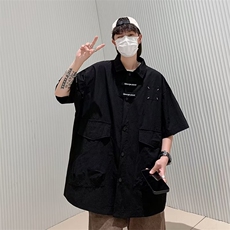 衬衫男短袖韩版潮流高街帅气多口袋2023夏季新款ins外套CY253-P41，男装衬衫，星座412-3