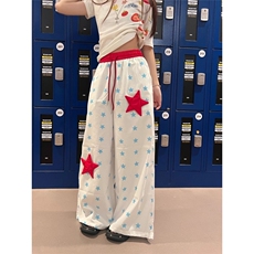 美式星星休闲裤女新款宽松显瘦百搭轻薄阔腿裤，男装休闲裤，星座506A