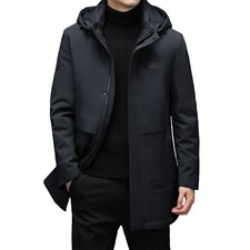 中青年男纯色拆卸帽羽绒服休闲可脱卸内胆爸爸装外套XX2185-P350，男装羽绒服，电商B212（原钱塘6029）
