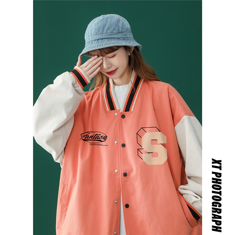 中性风2026秋季新款设计感字母印花棒球服夹克外套-G236P65控88-,男装夹克,A247A
