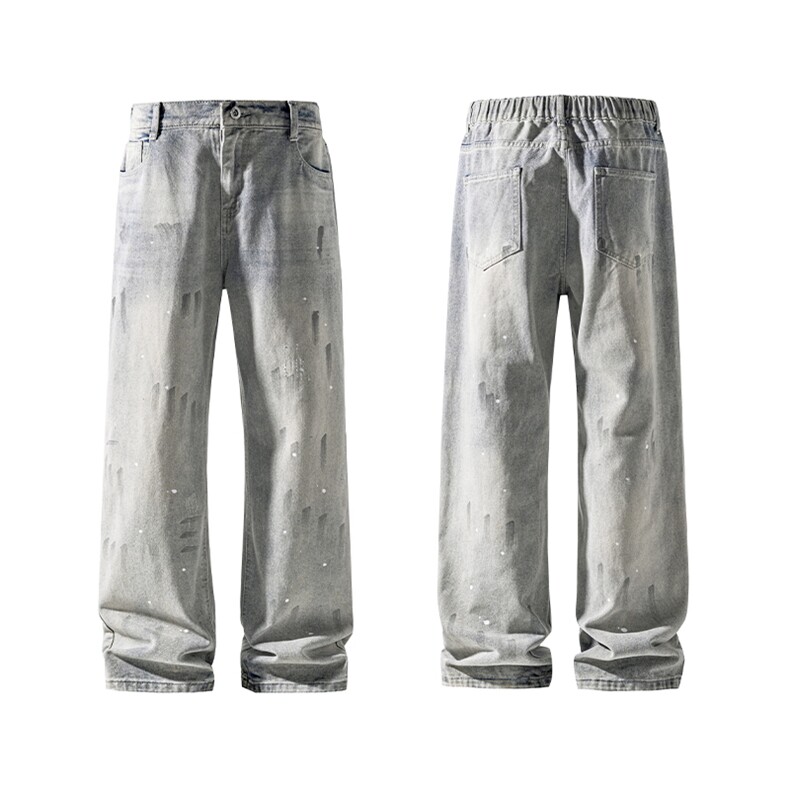 2025秋季新款白底直筒涂鸦牛仔裤M-5XLGK25993-特P40，男装牛仔裤，电商A022