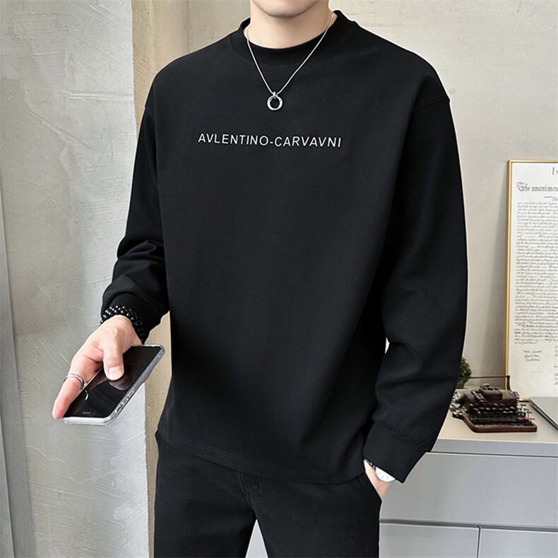 秋季卫衣男士2025新款圆领套头长袖打底衫上衣服A313-5803-P78,男装T恤,电商A313