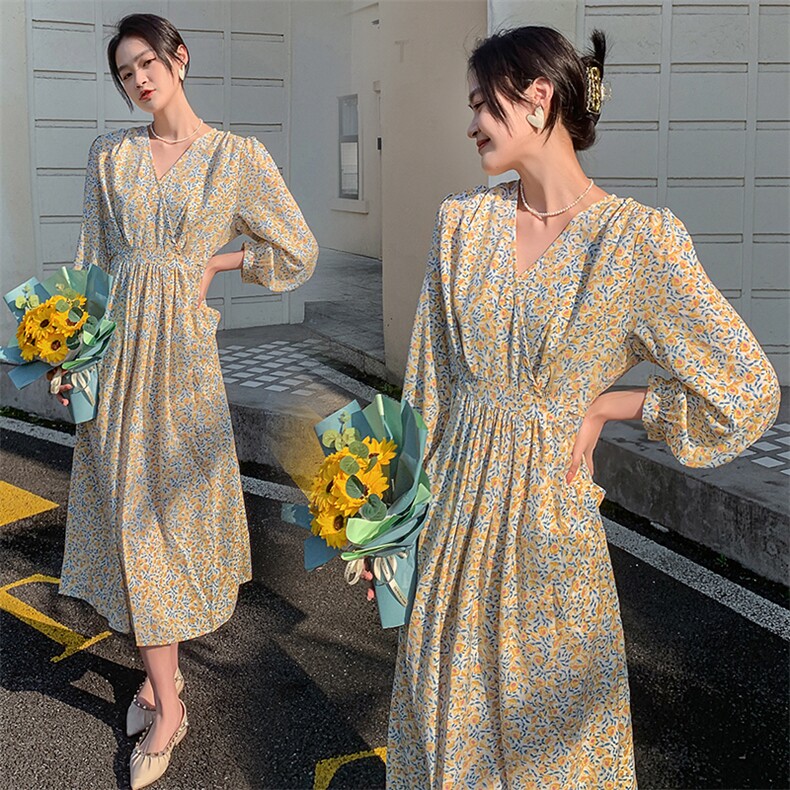 《2023春季主打款》法式碎花连衣裙女春季茶歇裙收腰仙女裙子,女装连衣裙,海爱依仁