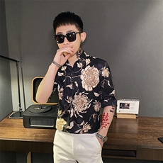 312A-103-P55新款社会小伙中袖衬衫韩版潮流男士五分袖衬衣C，男装T恤，星座312A-5