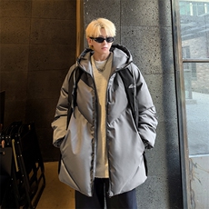 冬季印花连帽中长款设计宽松棉衣加厚潮流外套MY2410特P110控178，男装棉衣，电商B370