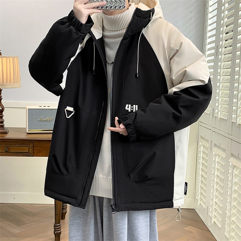 冬上新加棉加厚休闲棉服港风连帽棉衣外套男女 8325-P110控价158图片