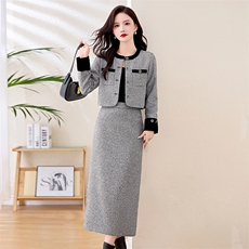 小香风外套套装女春秋穿搭2026新款黑色撞色贵夫人气质高端两件套，女装套装/套裙，衣之秀