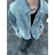 自家图有货~vibe美式破坏短款休闲牛仔夹克外套JK805-P85控118，男装夹克，星座1004-3