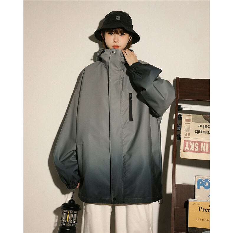 2025中性风山系防水冲锋衣渐变色夹克女大码M-5XL休闲JK77088P85，男装夹克，星座227-7