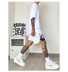 美式复古短裤2023年夏季宽松垂感阔腿五分裤抽绳裤QK71P32，男装休闲裤，星座1116-2