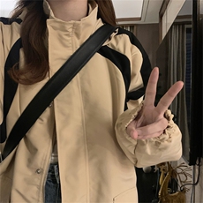 美式复古撞色拼接外套女宽松短款棒球服休闲夹克C379-85，男装夹克，星座911-2(原星座613-2）