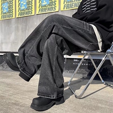 小众做旧直筒牛仔裤男宽松复古ins百搭情侣休闲阔腿长裤91006-p48，男装牛仔裤，星座1008