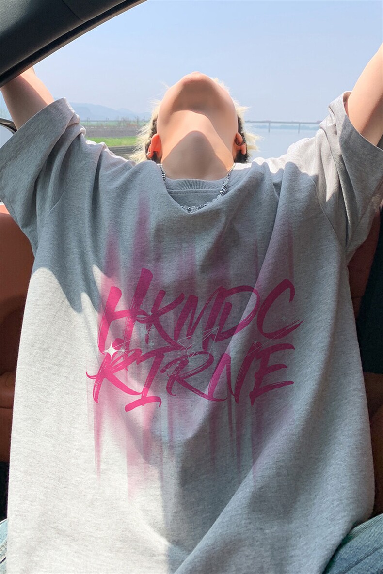 图案已注册夏季港风重磅休闲短袖T恤男潮宽松半袖体恤衫D101/P25,男装T恤,电商B209
