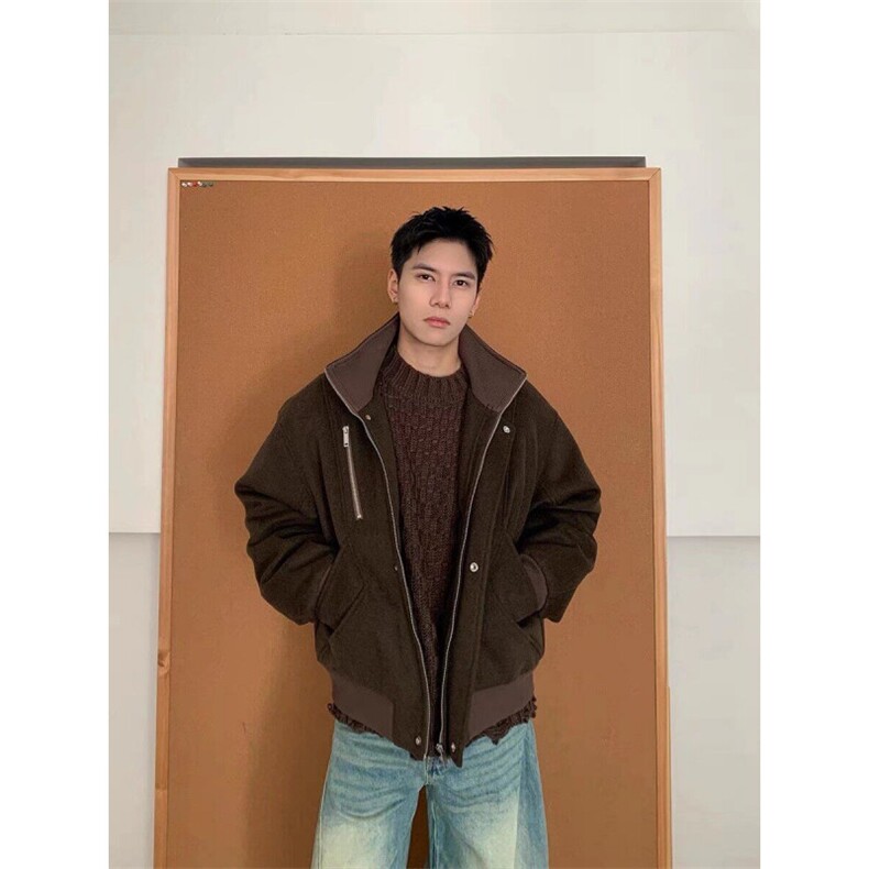 W9138-P100网图现货解构双拉链哈灵顿棉服加厚百搭流行潮流新款,男装棉衣,星座1608-2