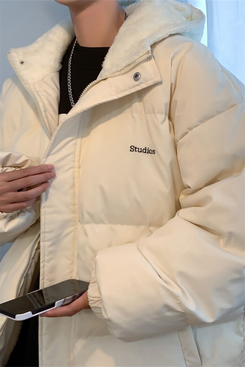 MY6139/P110冬季港风连帽刺绣羊羔毛棉衣男女大码面包服棉袄外套,男装棉衣,电商A141