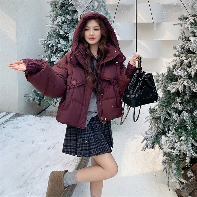 时尚保暖女款羽绒服甜美粉色短款外套冬季新款白鸭绒上衣,女装羽绒服,米雪儿