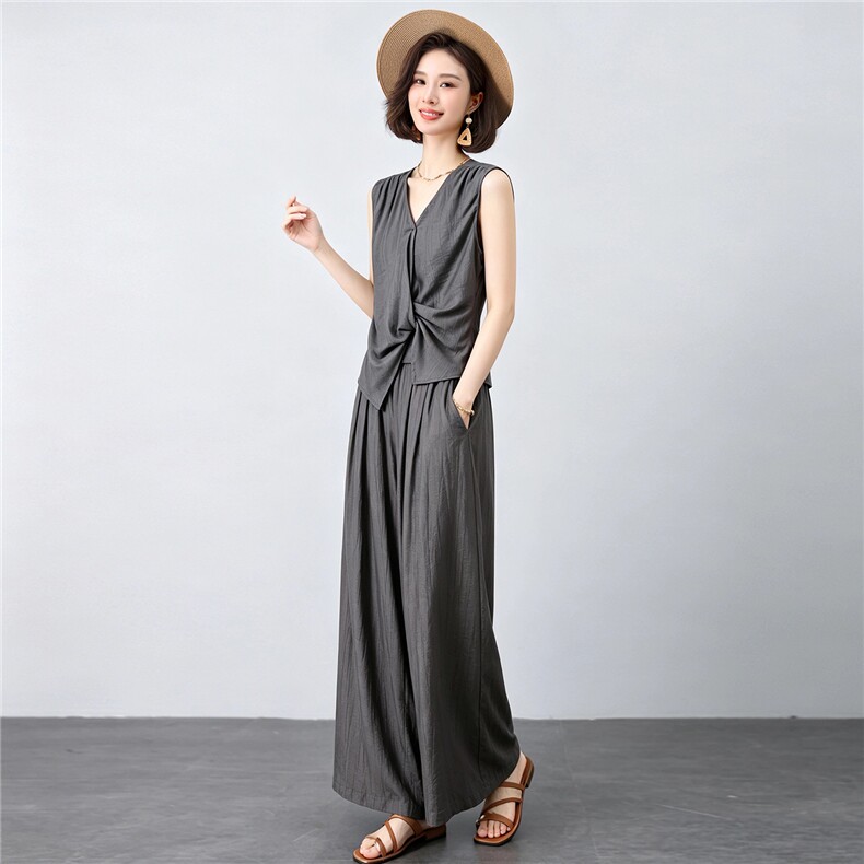 天丝套装女夏季新款优雅时尚两件套,女装套装/套裙,曼沙奕珂
