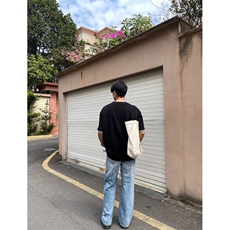 抖音得物二开240克宽松纯棉美式高街痞帅贝壳绣花工艺短袖T恤，男装T恤，电商A486