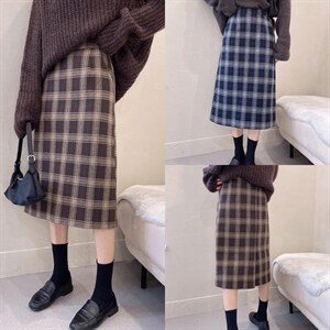 针织格子裙,其它,纽芮