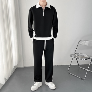 撞色拼接运动套头拉链卫衣两件套宽松时尚套装TZ44/P100降图片