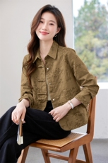 外套女春秋款2025新款上衣中年女妈妈装时尚减龄百搭洋气大码夹克，女装短外套，涵誉