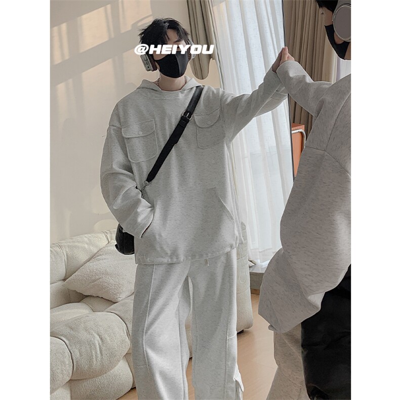 2026春款休闲套装日系文艺潮流高级感上衣情侣款阔腿长裤T15TP95，男装休闲套装，电商A102B