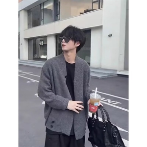 道袍开衫毛衣男春秋款潮牌高级感老钱风针织衫外套慵懒松弛感上衣图片