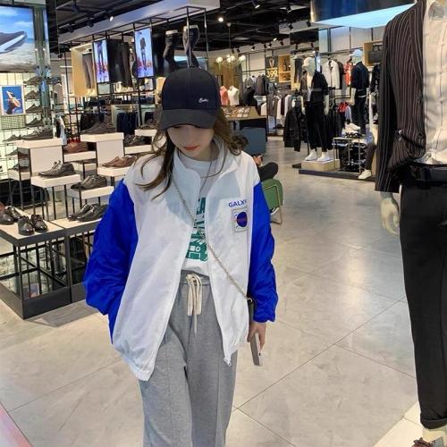 韩版2021夏季时尚休闲字母长?拉链棒球服开衫防晒外套,女装,L·H·X