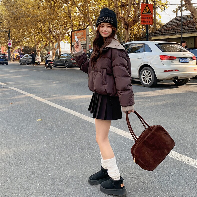新款现货主推针织领拼接50绒羽绒服9921-P235-K368,女装羽绒服,2C129
