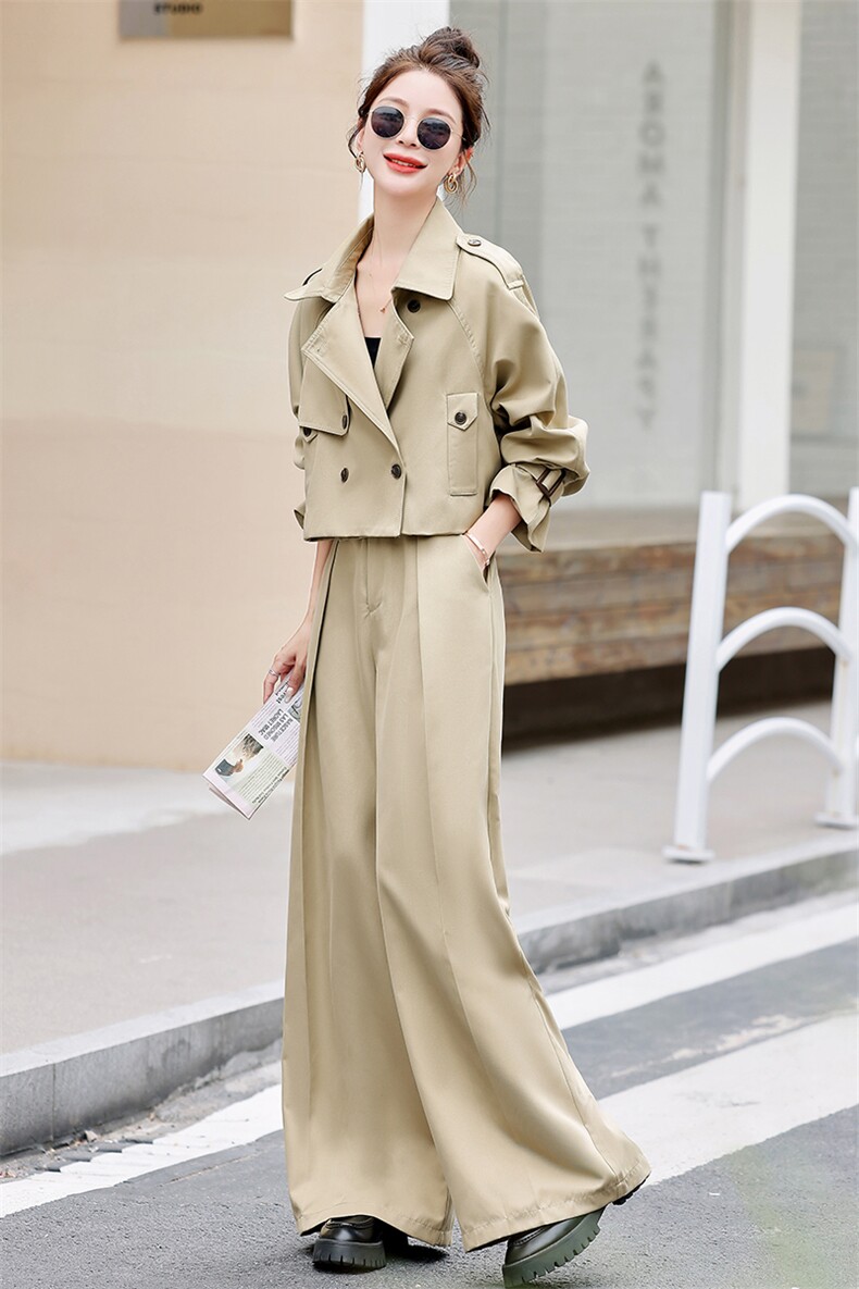 欧货高级感时尚休闲套装女春秋2024新款气质减龄显瘦阔腿裤两件套,女装套装/套裙,涵墨