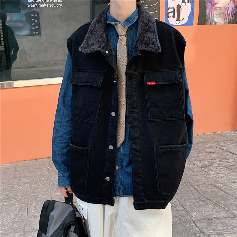 MJ208J-p68-限价98M-5XL加绒羊羔绒毛毯平铺牛仔马甲工装ins，男装工装外套，星座116