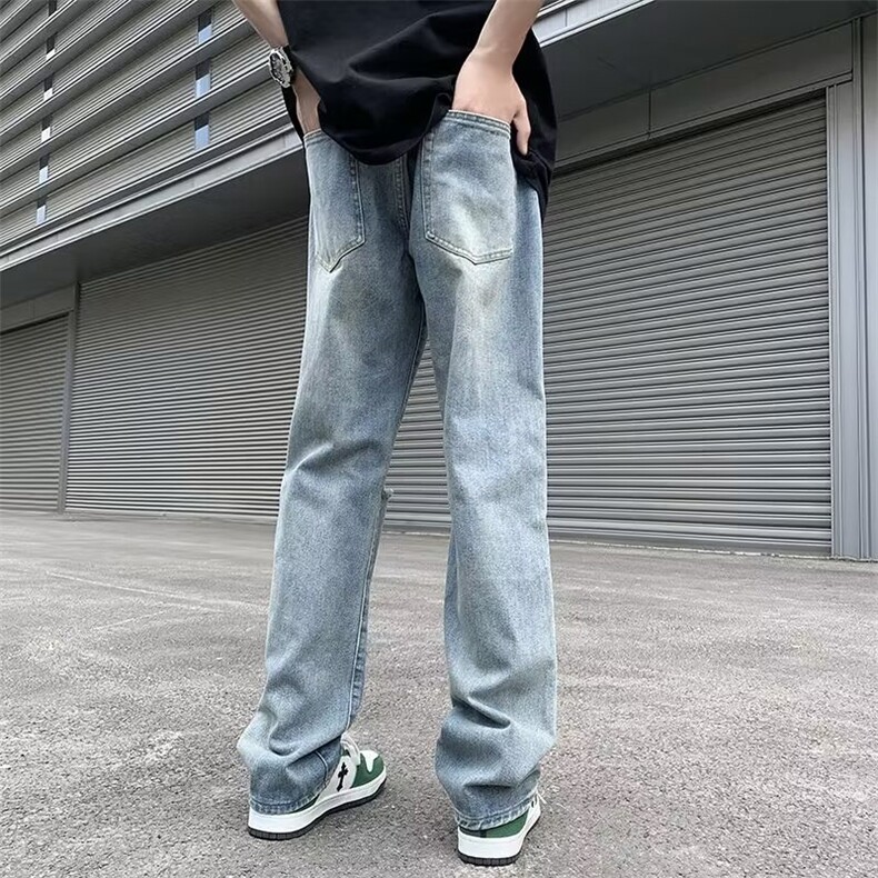 破洞牛仔裤男美式高街夏季薄款宽松潮牌ins港风直筒N6046P40,男装牛仔裤,星座1116-2