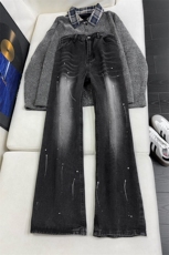 B221美式ins高街暗黑喷墨宽松直筒牛仔裤LK24401-特P45控78，男装牛仔裤，电商B221