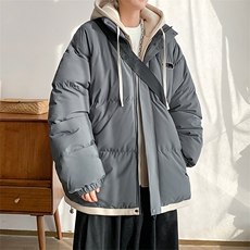 棉衣男冬季新款港风宽松假两件连帽加厚棉服D9999-P80(现货，男装棉衣，星座214-3