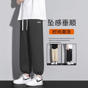 清爽舒适抽绳束脚裤垂感宽松直筒休闲卫裤WK03-1特批26图片