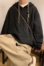 703-W329-P68秋冬立体菱形花纹休闲连帽卫衣，男装卫衣，星座703