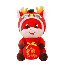 2026马年公仔吉祥舞狮马小马吉祥物毛绒玩具生肖马玩偶可定制logo