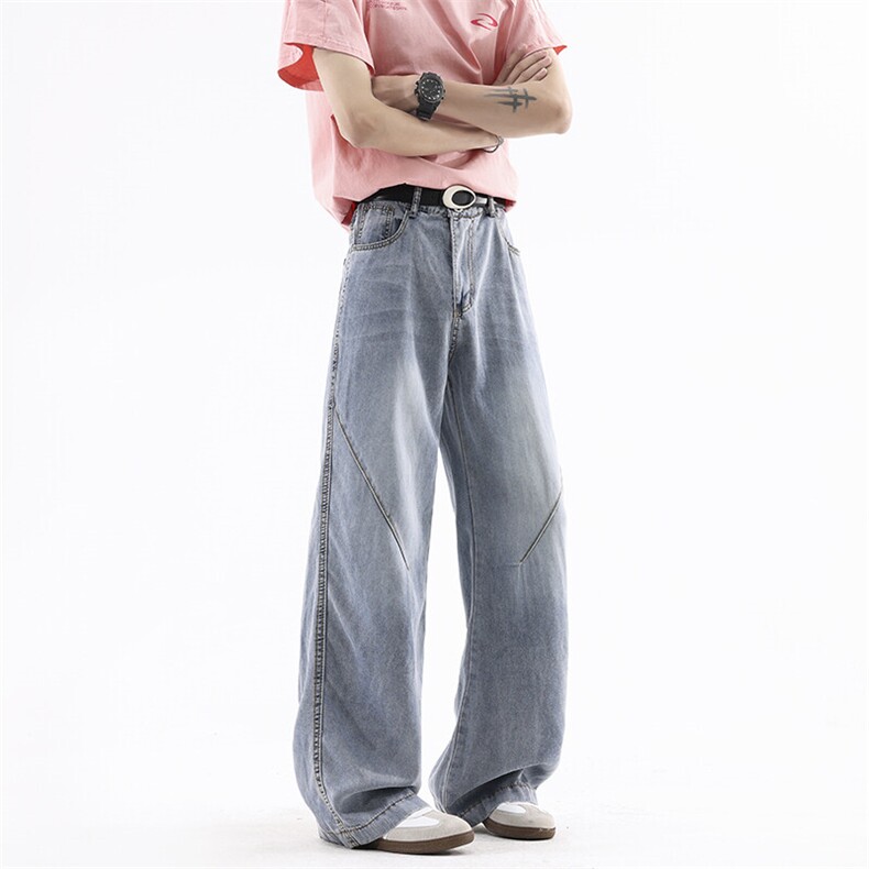 B221美式ins高街宽松直筒莱赛尔冰丝牛仔裤LK25488-特P45控88,男装牛仔裤,电商B221