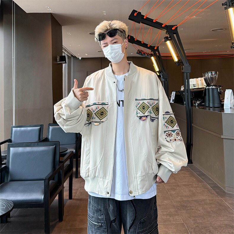 美式复古潮刺绣民族风外套春秋季新款宽松休闲棒球服，男装民族服装，星座410-6（原星座1304-1）