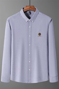 全棉衬衫男长袖上衣纯色休闲商务正装衬衣2024年新款春秋衣服男装图片