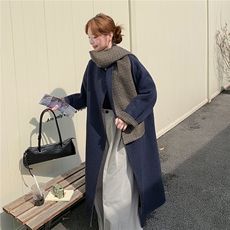 现货新款时尚洋气2025女装羊绒大衣宽松显瘦针织帽羊绒外套，女装双面呢大衣，网红馆